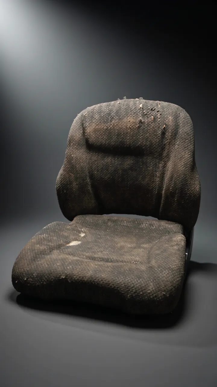 Worn factory seat before the ForkSkins cover